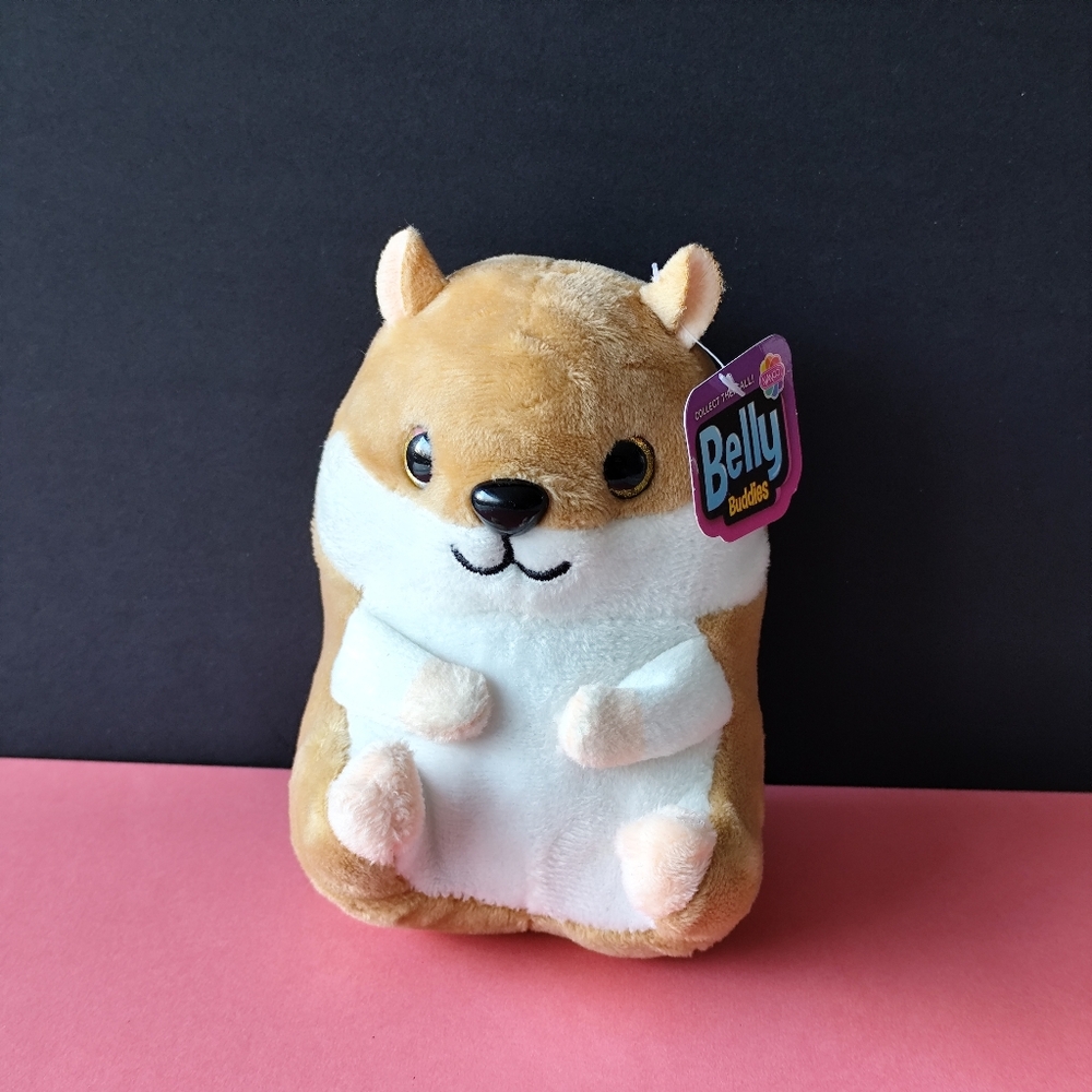 3/$25💙Belly Buddies Belly Buddy Hamster Light Brown Tan Plush Animal NANCO